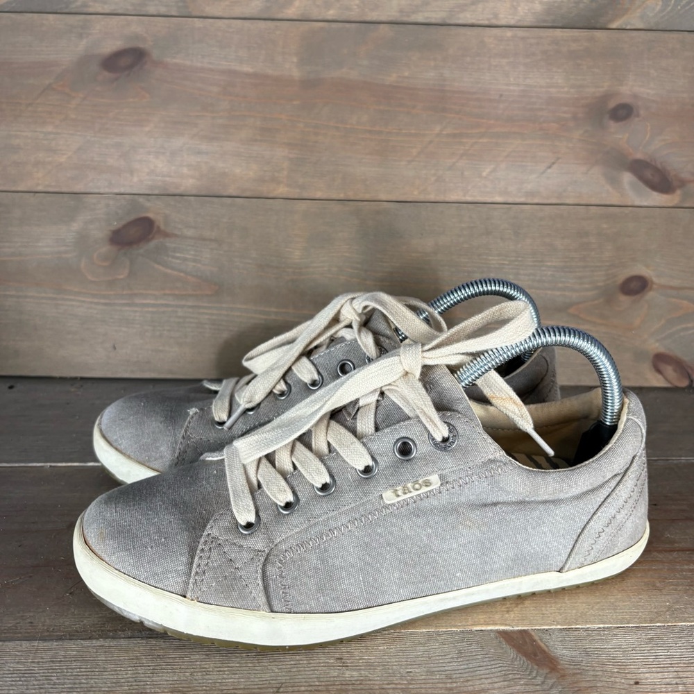 taos star womens size 9.5 shoes gray canvas comfort walking sneakers